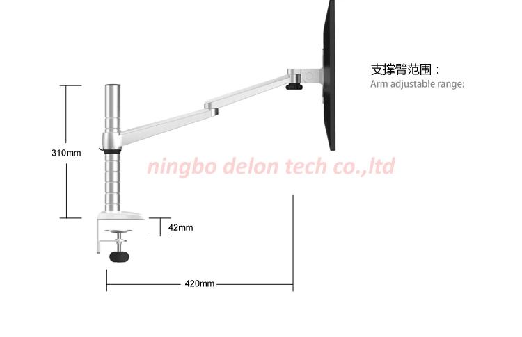 OA-3S de aluminio con montaje en D, base de ojal de abrazadera de 10-27 ", 7kg, brazo doble, soporte vesa de pantalla única, soporte de escritorio para monitor, inclinación giratoria 360 - imagen 2