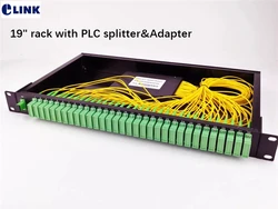 Panel de fibra óptica 1U para rack 19" con PLC 1:64 SC/APC