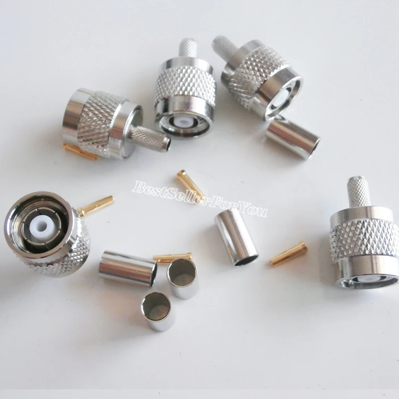 Conector TNC Macho Engarzado Cable RG58 RG142 LMR195 - imagen 4