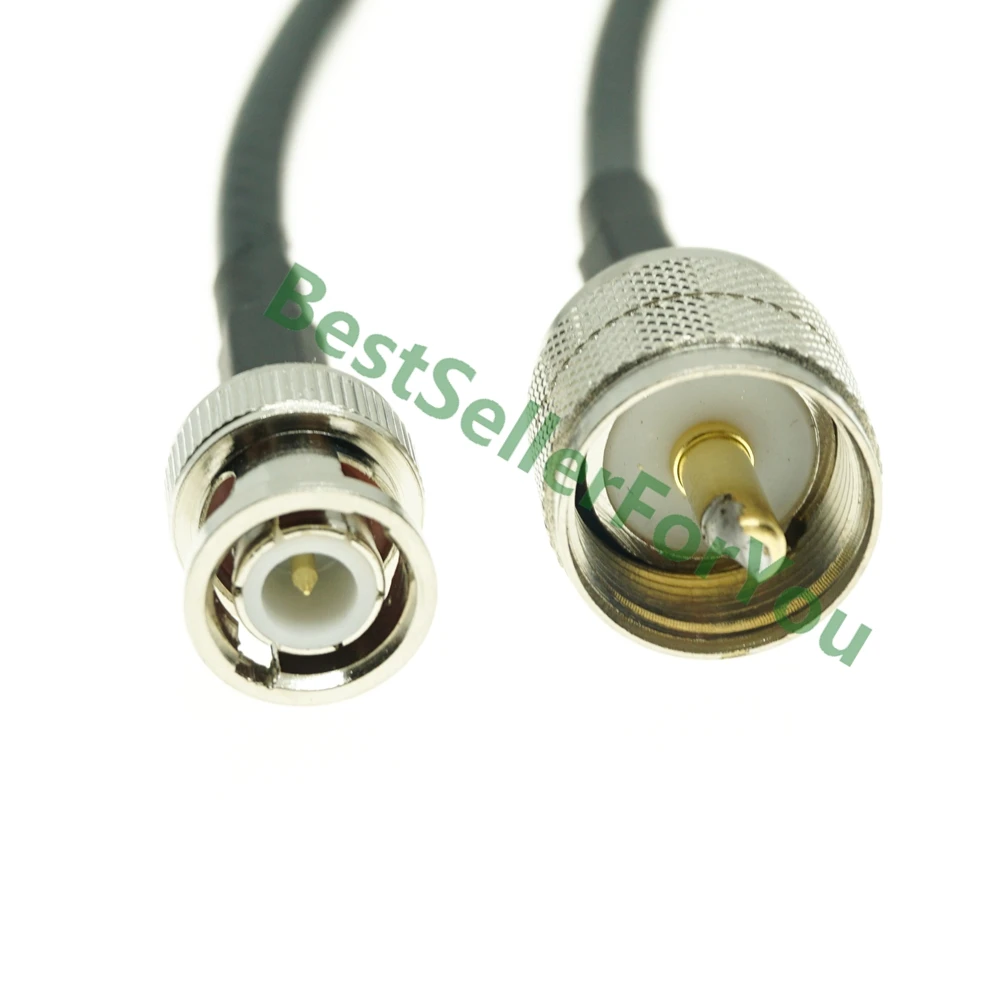 Cable RG58 UHF PL-259 PL259 macho a BNC macho, lote recto, puente de crimpado, pigtail - imagen 2