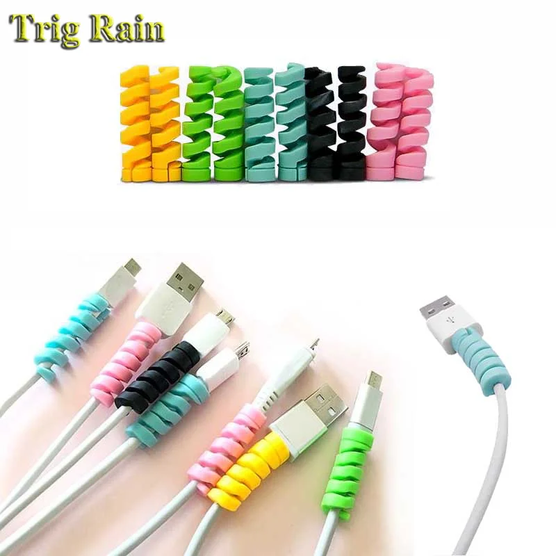 Protector de Cable en espiral, línea de datos, bobinadora de silicona, protector para iphone, Samsung, Android, carga USB, funda para auriculares - imagen 3