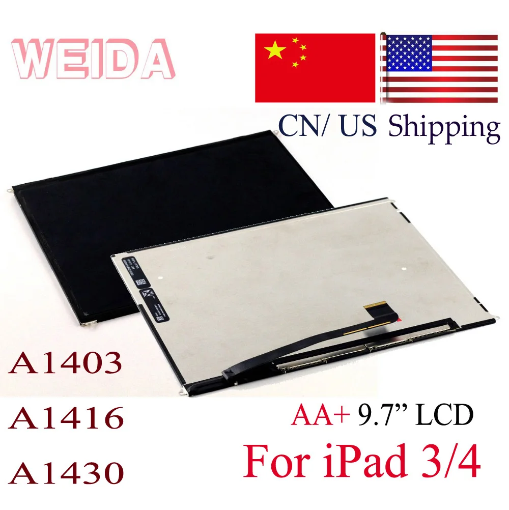 WEIDA LCD de repuesto de 9,7 pulgadas para iPad 3 LCD A1403 A1416 A1430 Panel de pantalla sin contacto para iPad 4 A1460 A1459 A1458