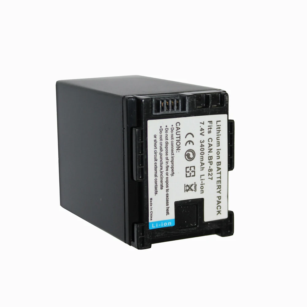 7,4 V 3400mAh BP-827 BP 827 BP 827 batería de repuesto para cámara CANON HF20 HF21 HF S11 HF S10 HF11 al por mayor