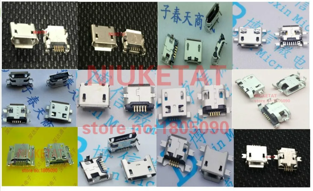 Conector Micro USB para samsung, Lenovo, Huawei, ZTE, HTC, 12 tipos, 5 pines, 10 unidades