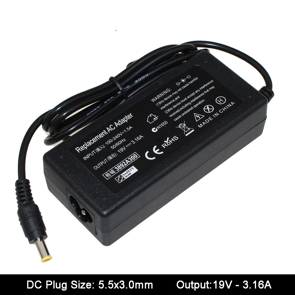 Cargador/adaptador de corriente alterna de 19V 3,15/3,16A para Samsung AD-6019R 0335A1960 CPA09-004A Q430 QX410-S02US RV510-A02 QX410 Q430 P560 - imagen 2