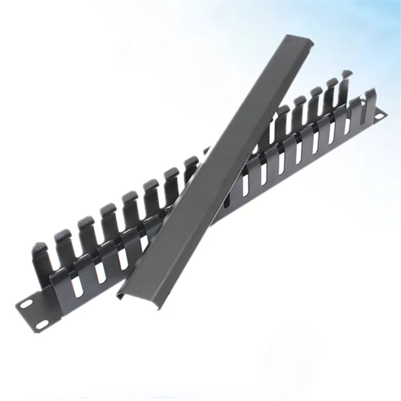 Administrador de cables de acero frío engrosado, 16 abolladuras, 32 anillos, marco de cables para panel de conexión de 19 pulgadas, gestión de cables tipo chorro de arena, 2 uds. - imagen 2