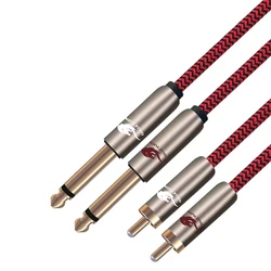 Cable 2 RCA a Jack 6,35 mm Estéreo HiFi para Amplificador y Mesa