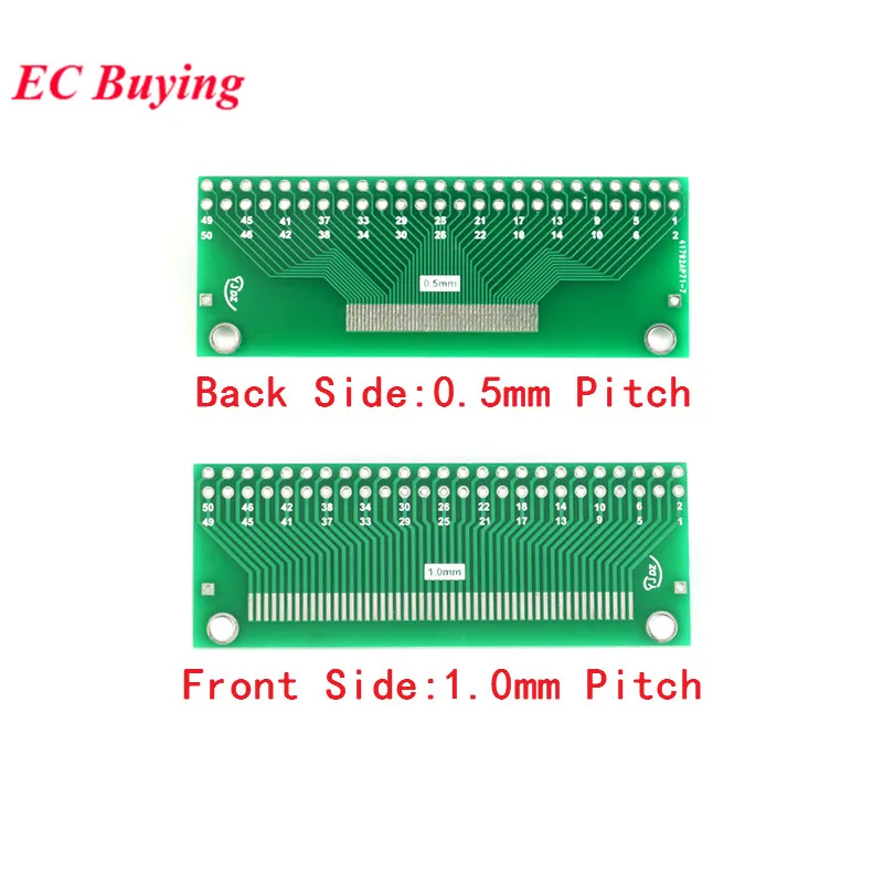 5 uds 50 pines FFC/FPC SMD para convertir DIP 2,54mm paso 50P 0,5mm/1mm TFT LCD adaptador convertidor placa conector placa de transferencia