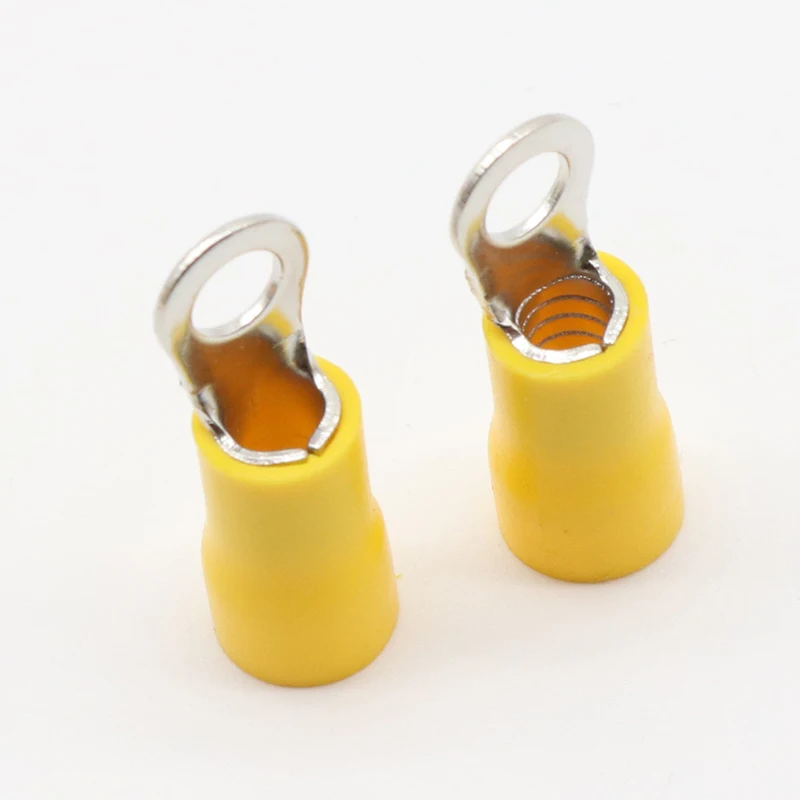 Terminal aislado de anillo amarillo RV5.5-4, juego de terminales de crimpado de cable, Conector de Cable de 4-6mm2, RV5-4 RV, 100 unids/paquete - imagen 2