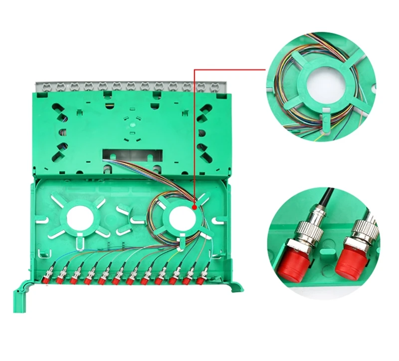 Bandeja de empalme de fibra óptica integrativa de 12 núcleos con adaptador FC y pigtals FC SM 1,5 mtr ftth caja de casete de fibra óptica ELINK 2 uds - imagen 5