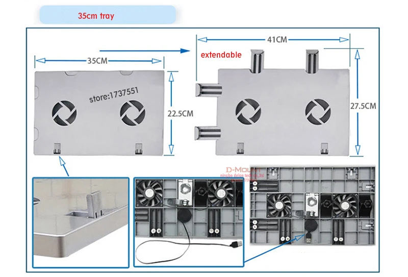 D-mount OK331-Soporte de teclado cuadrado multifuncional + alfombrilla de ratón, reposabrazos, soporte de escritorio para portátil, alfombrilla de ratón de acero inoxidable de 20kg - imagen 5