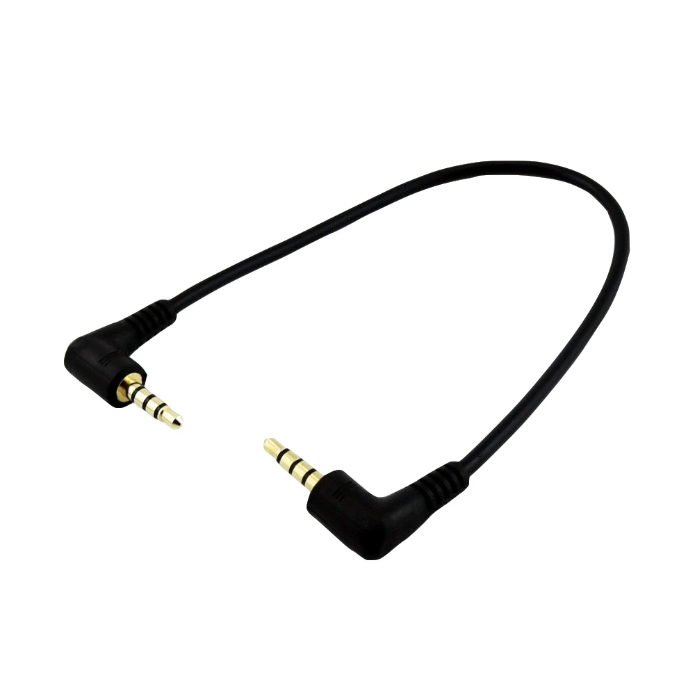 1 unidad de enchufe chapado en oro estéreo 3,5mm 4 polos macho TRRS a macho enchufe de ángulo recto M/M Cable conector corto de Audio 20cm - imagen 5