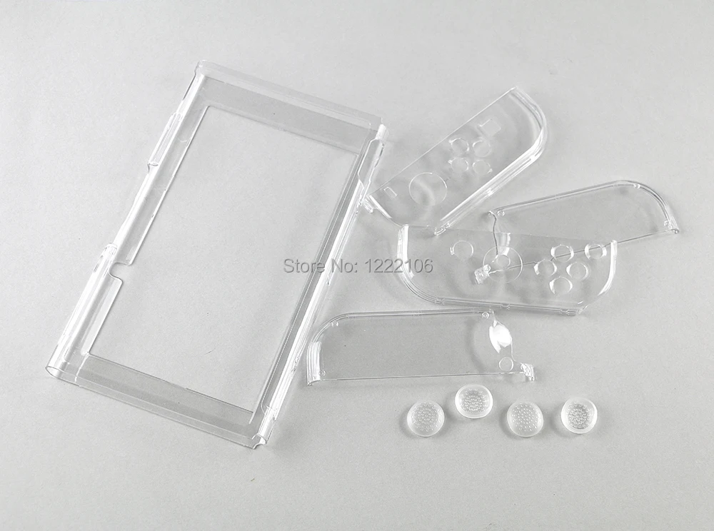 1 Juego de Protector de cristal, funda rígida protectora transparente, cubierta trasera, carcasa a prueba de golpes, tapas de Joystick para interruptor NS NX - imagen 3