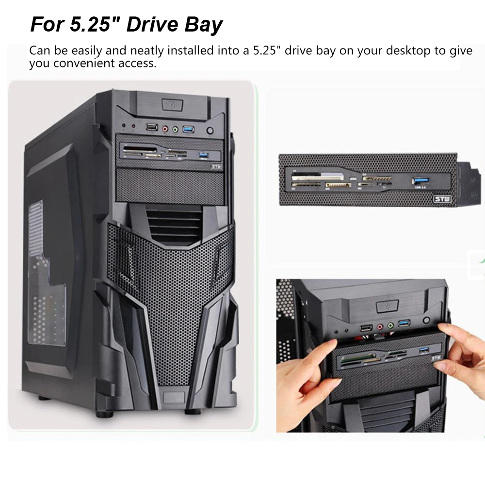 Lector de tarjetas internas de 5,25 ", tablero multifunción multimedia, Panel frontal de PC, USB 3,0, compatible con CF XD MS M2 TF, lector de tarjetas SD inteligente - imagen 3