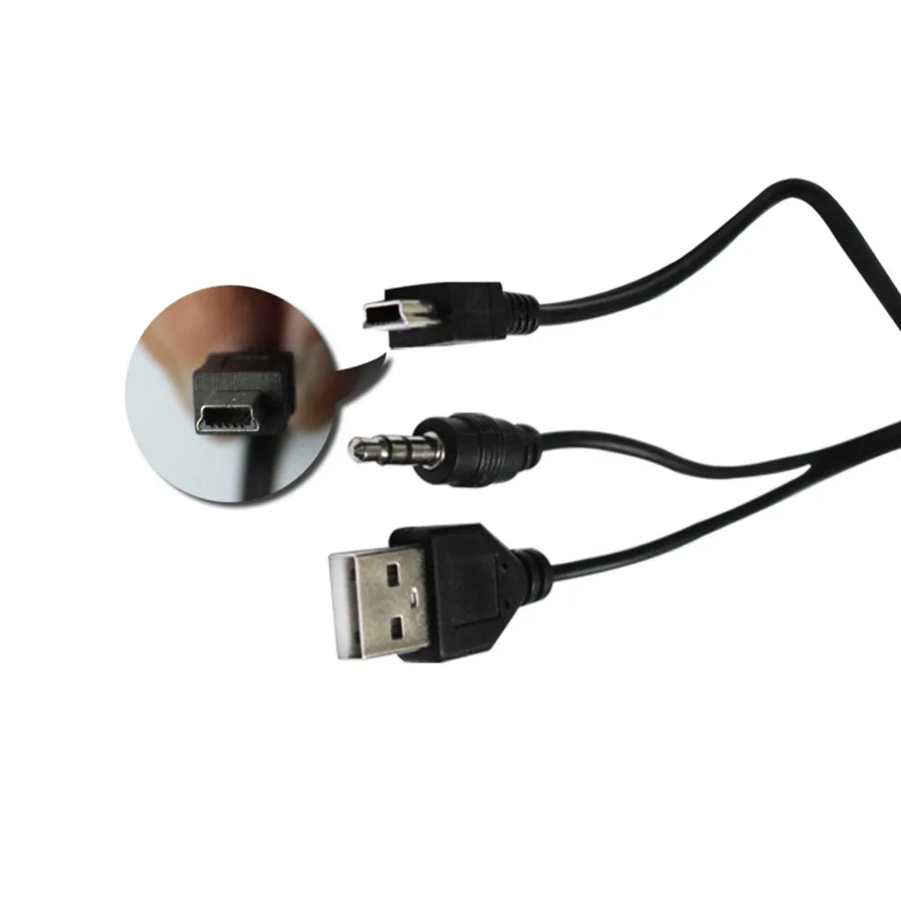 Alta calidad 2 en 1 USB macho Mini USB 5 pines + Cable auxiliar de 3,5 MM Cable auxiliar y cargador negro 2 en 1 para altavoz - imagen 4