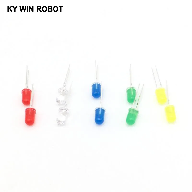 Kit surtido de luces LED de diodo, kit de bricolaje electrónico, blanco, amarillo, rojo, verde, azul, 5mm, 10 unidades, gran oferta - imagen 3