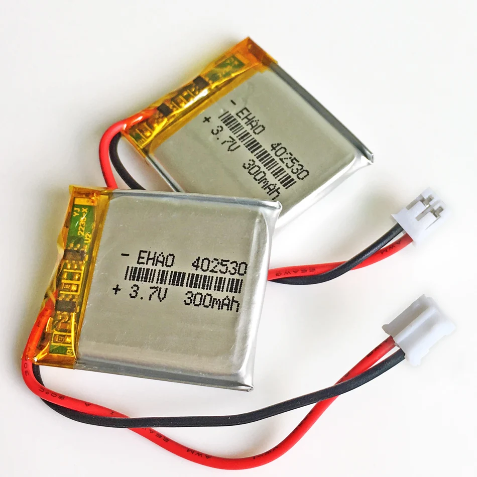 5 uds 3,7 V 300mAh batería recargable LiPo de polímero de litio + enchufe JST 2,0mm 2 pines para cámara Mp3 Altavoz Bluetooth GPS 402530 - imagen 5