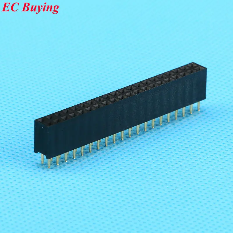100 Uds 2X20 PIN doble fila recta PIN hembra encabezado 2,54 MM conector de tira de paso 2*20 20p 20 pines 20 pines para placa PCB - imagen 2