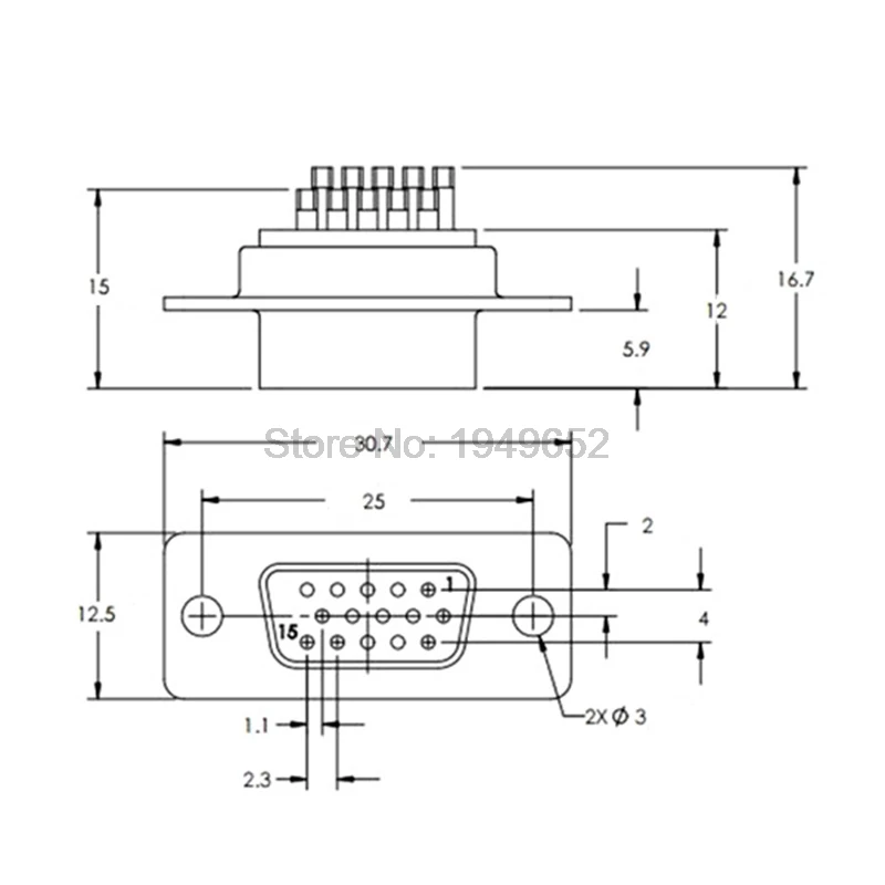 Conector de cable de soldadura Tipo DB15, pin de 15 orificios, adaptador VGA de 3 filas, enchufe macho y hembra, terminal de puerto serie, conector soldado - imagen 4