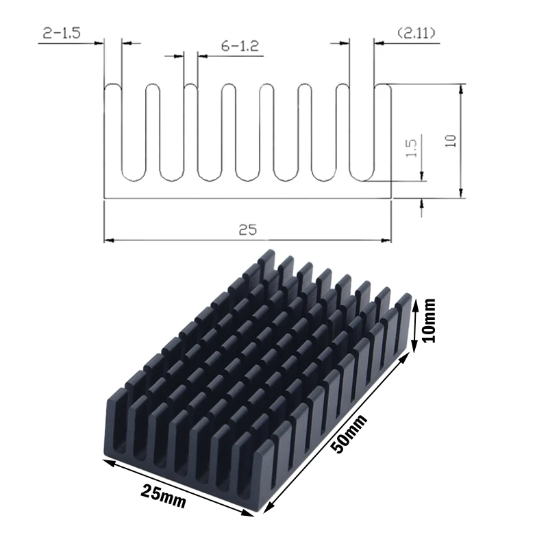 50x25x10mm黑色破槽草图尺寸图