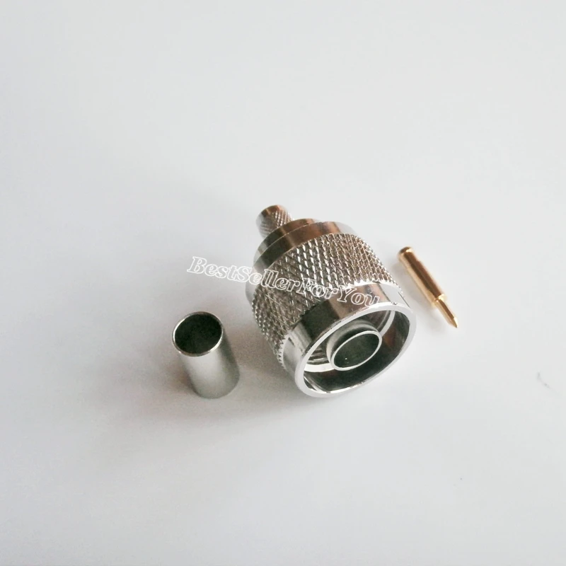 Engarce de enchufe macho N, Conector de RF recto, para RG5, RG6, 5D-FB, LMR300, 1 unidad
