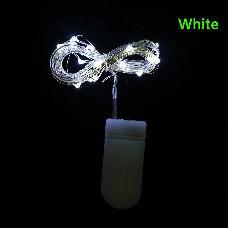 2M 5M 50LED alambre plateado guirnalda de hadas lámpara LED cadena de luces Navidad boda decoración de fiesta en casa alimentado por batería CR2032 - imagen 5