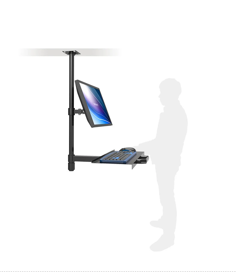 Estación de trabajo de montaje de techo personalizada, soporte de Monitor de movimiento completo, soporte de teclado, estación de trabajo de línea de montaje - imagen 2