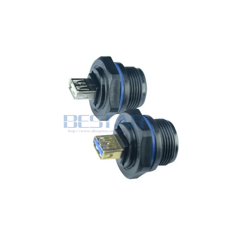 IP67 USB 2,0 4 pines USB 3,0 9 pines hembra a hembra conector de datos impermeable adaptador de enchufe IP 67 conectores a prueba de agua - imagen 2