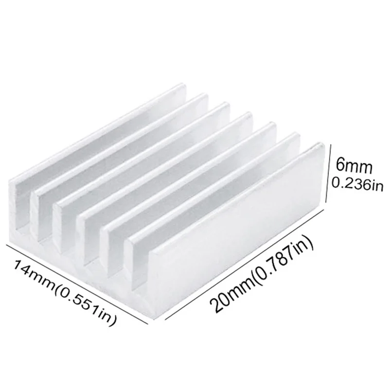 50 Uds YOUNUON aluminio 20x14x6mm disipador de calor aleta del radiador disipador de calor tono plateado viene con cinta 3M - imagen 4