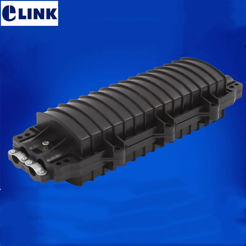 Caja de fibra óptica 12/24/48/72/96/144 núcleos 2 EN 2 salidas 45*17,5*10 cm ABS negro impermeable caja de distribución ftth ELINK