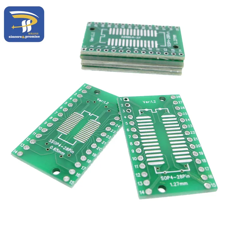 10 unids/lote SO/SSOP/SOIC/MSOP TSSOP28/SOP28 giro DIP28 1,27 MM/0,65 MM giro 2,54 MM adaptador IC enchufe/placa adaptadora/PCB - imagen 4