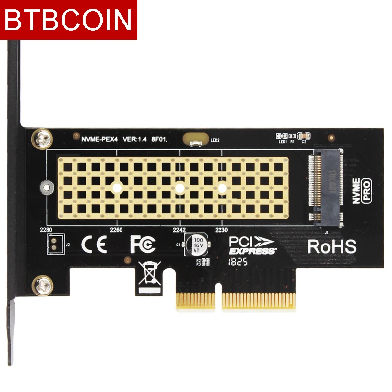 BTBcoin SK4 M.2 NVMe SSD NGFF a PCIE X4 adaptador M tarjeta de interfaz clave compatible con PCI Express 3,0 x4 2230-2280 tamaño m.2 velocidad completa