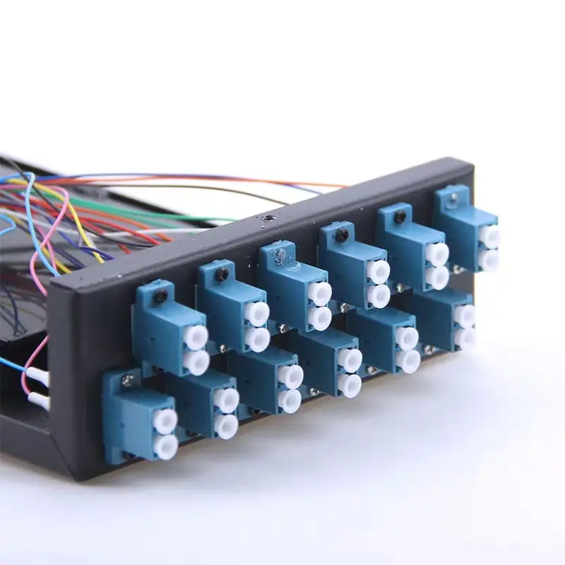 Caja de terminación de fibra óptica, 24 núcleos, coleta LC totalmente instalada y adaptador SPCC, panel de conexión de 12 puertos, distribución ftth engrosada