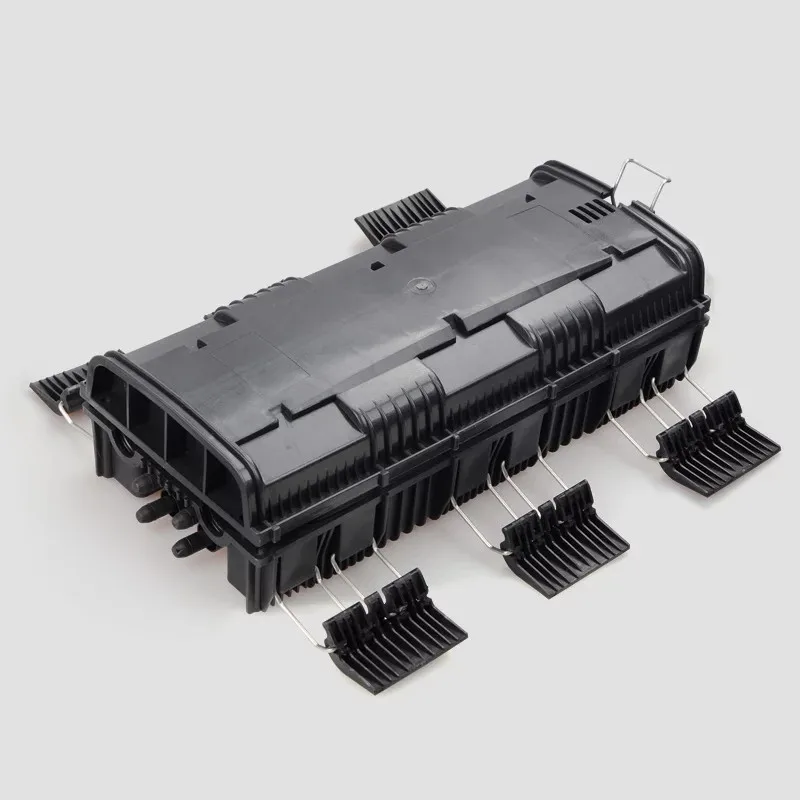 Caja de fibra óptica 96 núcleos 6 en 8 salida ABS negro/PC 46*20*12cm 3KGs retardante de llama impermeable distribución ftth de alta calidad - imagen 2