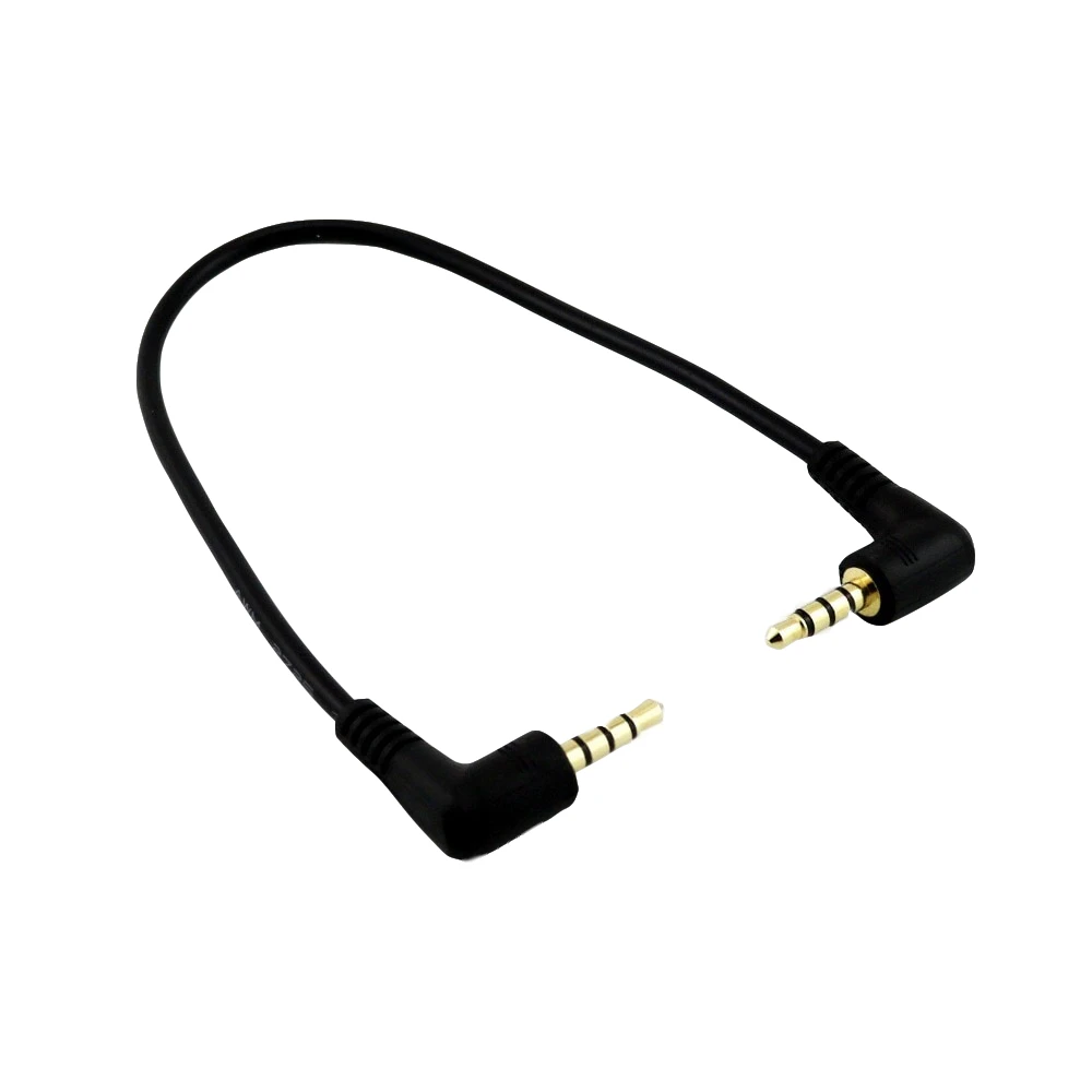 1 unidad de enchufe chapado en oro estéreo 3,5mm 4 polos macho TRRS a macho enchufe de ángulo recto M/M Cable conector corto de Audio 20cm - imagen 4