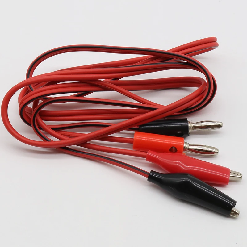 Conector Banana de inyección de 4mm a abrazadera eléctrica de cobre cubierto, Cable de prueba con pinza de cocodrilo, cables de 1M para sonda de prueba - imagen 2
