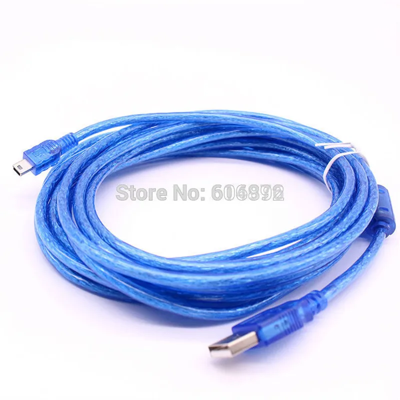Cy-Cable de datos blindado USB 2,0 A Mini 5 pines, Cable de datos azul A macho A 5 P B macho para mp3, mp4, GPS, coche, 10, 16 y 33 pies - imagen 5