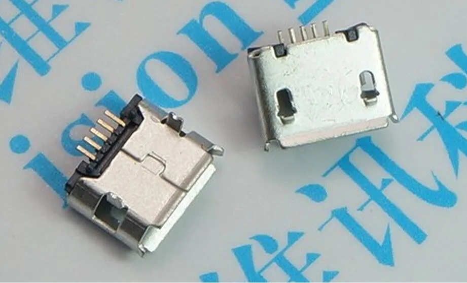 50 Uds micro USB mini conector 5pin DIP 2leg aguja larga 5P DIP2 puerto de datos puerto de carga mini conector usb para enchufe final móvil