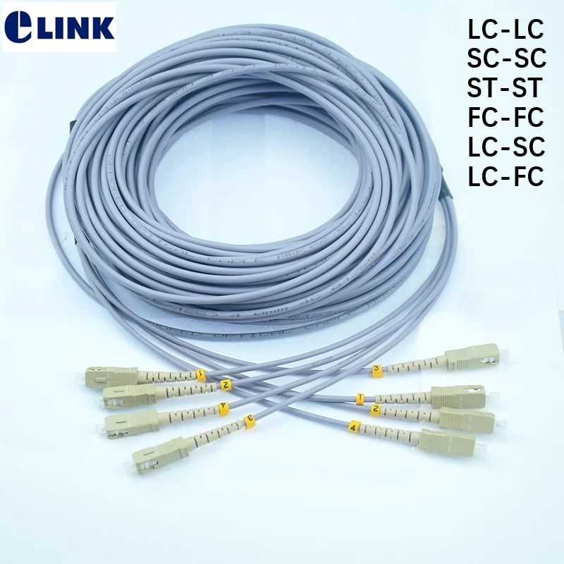 Cable de conexión de fibra blindado OM2 4 núcleos 1-50m SC LC FC ST UPC APC 4C multimodo 4 fibras cable de puente óptico ELINK ftth 20M30m