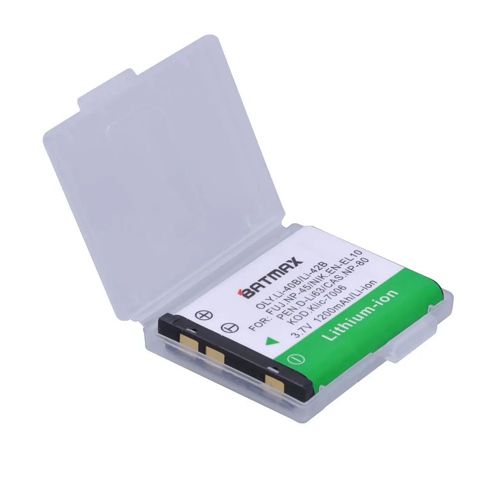 Batmax 1200mAh Li-40B Li-42B batería NP-45S + cargador Dual LED para Olympus Li 40B para FUJIFILM fuji NP-45 NP 45A EN-EL10 - imagen 3