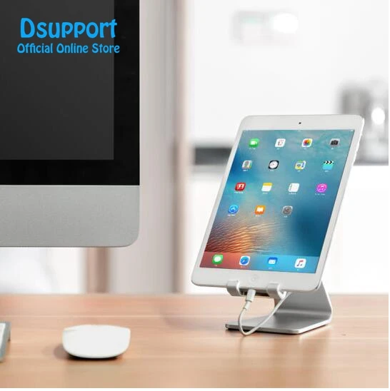 Soporte universal de aluminio para tableta, base de color plateado para tabletas y teléfonos de varios tamaños, AP-4S - imagen 4