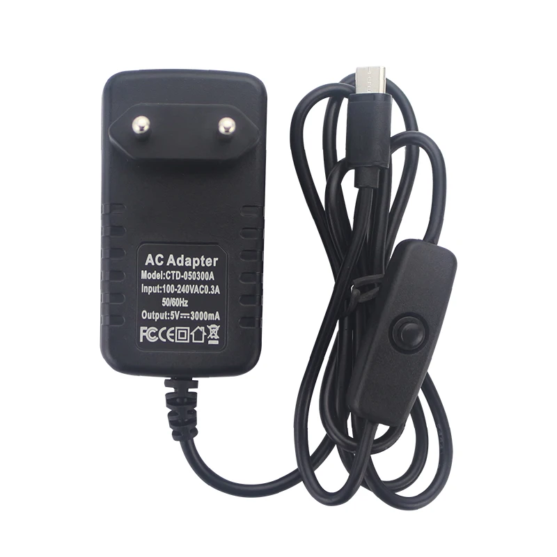 USB tipo C 5V 3A Raspberry Pi 4 adaptador de corriente interruptor de encendido/apagado cargador de corriente UE EE. UU. Reino Unido AU enchufe cargador de corriente para Orange Pi 3B Zero 3 - imagen 3