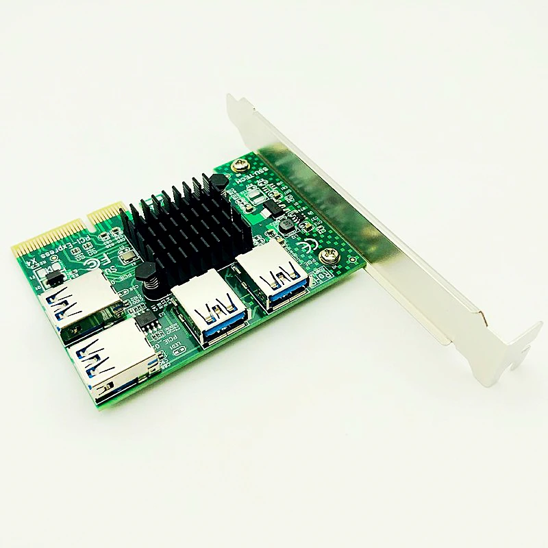 PCI Express-Tarjeta elevadora de 1 a 4 16X PCIe, PCI-E 4X a 4, adaptador USB 3,0, tarjeta multiplicadora de puerto para minería de Bitcoin BTC, nuevo - imagen 4