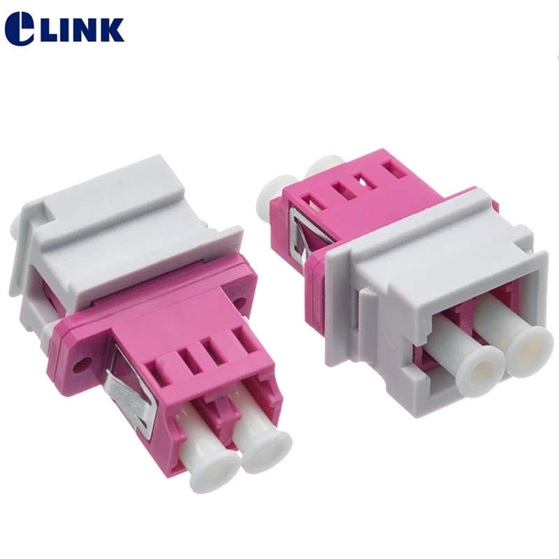 Adaptador de fibra óptica LC dúplex MM OM4 acoplador de fibra óptica color gris rojo conector ftth envío gratis ELINK 20 piezas