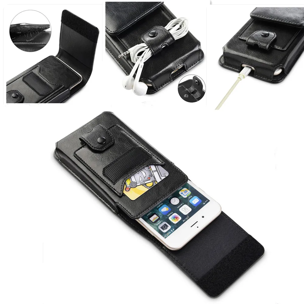 Genuine leather phone pouch Flip holster belt clip vertical waist bag for iphone Xs max 6 7 8 plus universal phone case for XR (2)