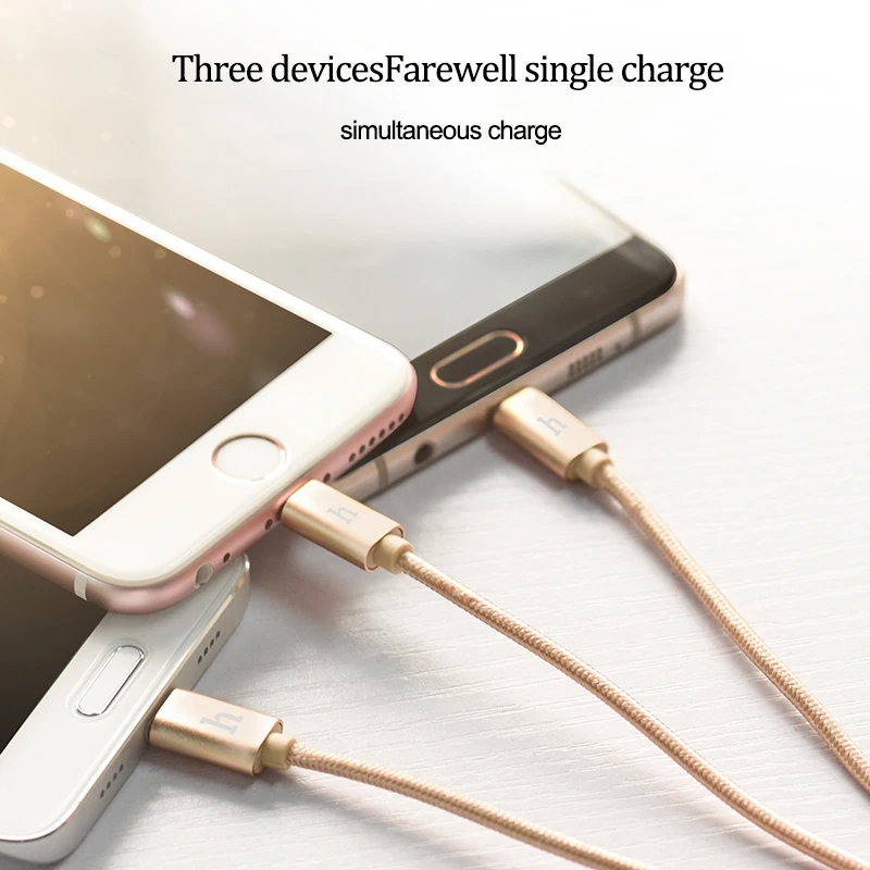 HOCO-Cable de datos de carga de Metal, Cable de nailon para enchufe de Apple, iPhone, iPad, Micro USB tipo C, Samsung, Xiaomi, Cable 3 en 1, 2 en 1 - imagen 3