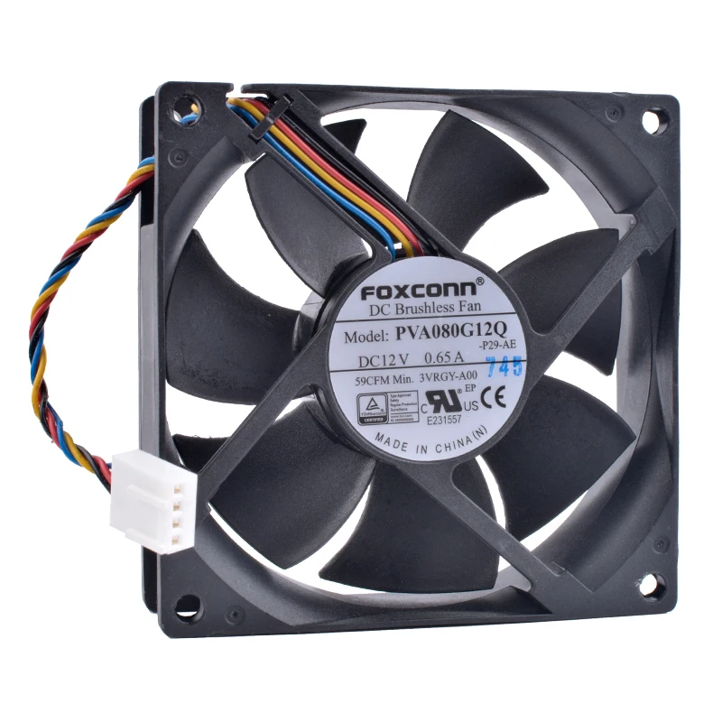 COOLING REVOLUTION-ventilador PVA080G12Q, 8cm, 80mm, 8025, 80x80x25mm, 12V, 0.65A, 4 pines, PWM, ordenador, CPU, alto volumen de aire