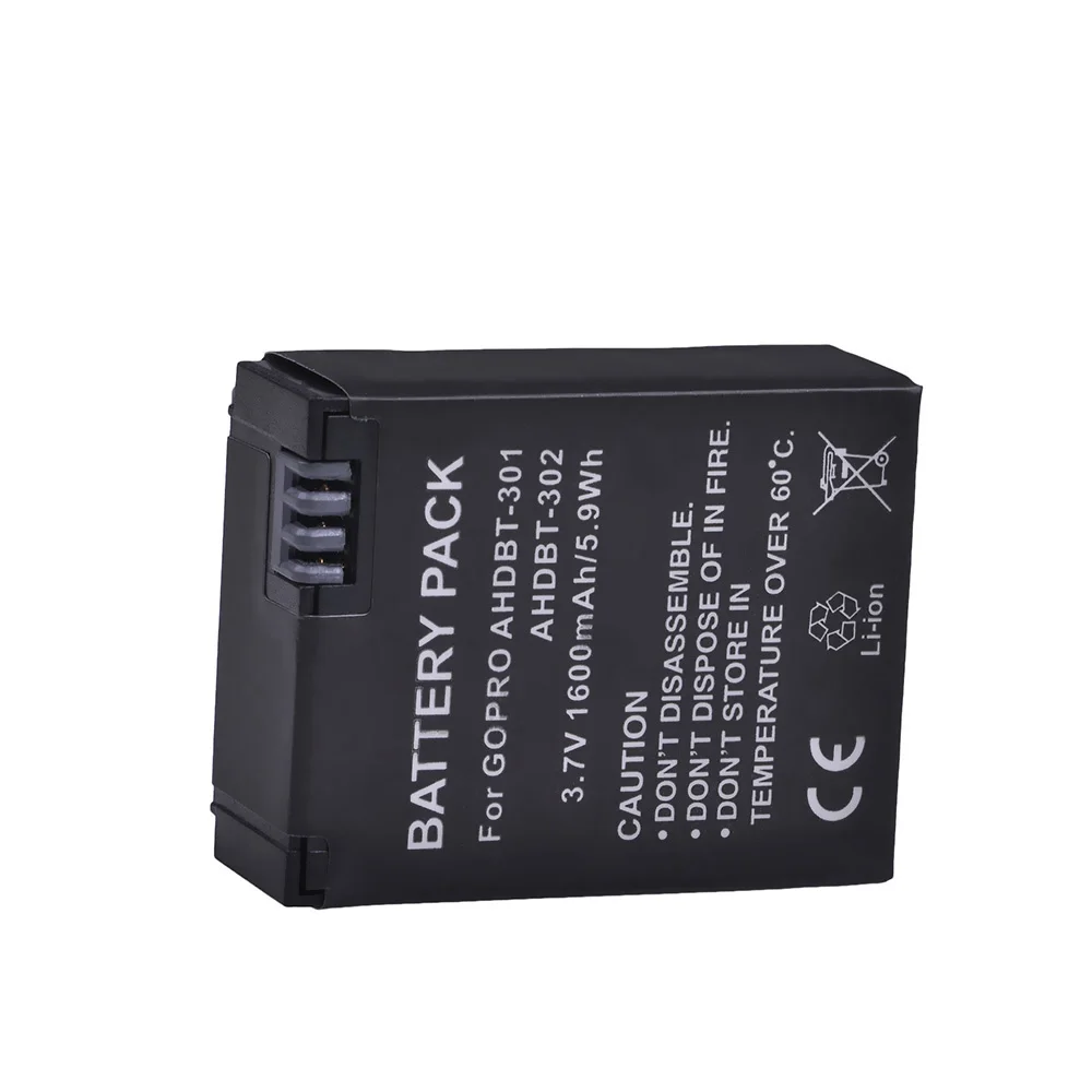 Batería de AHDBT-302 de 1600mAh, cargador LED para GoPro Hero3, Hero3 +, Plata/Negro, GoPro AHDBT-201,AHDBT-301,AHBBP-301 - imagen 4