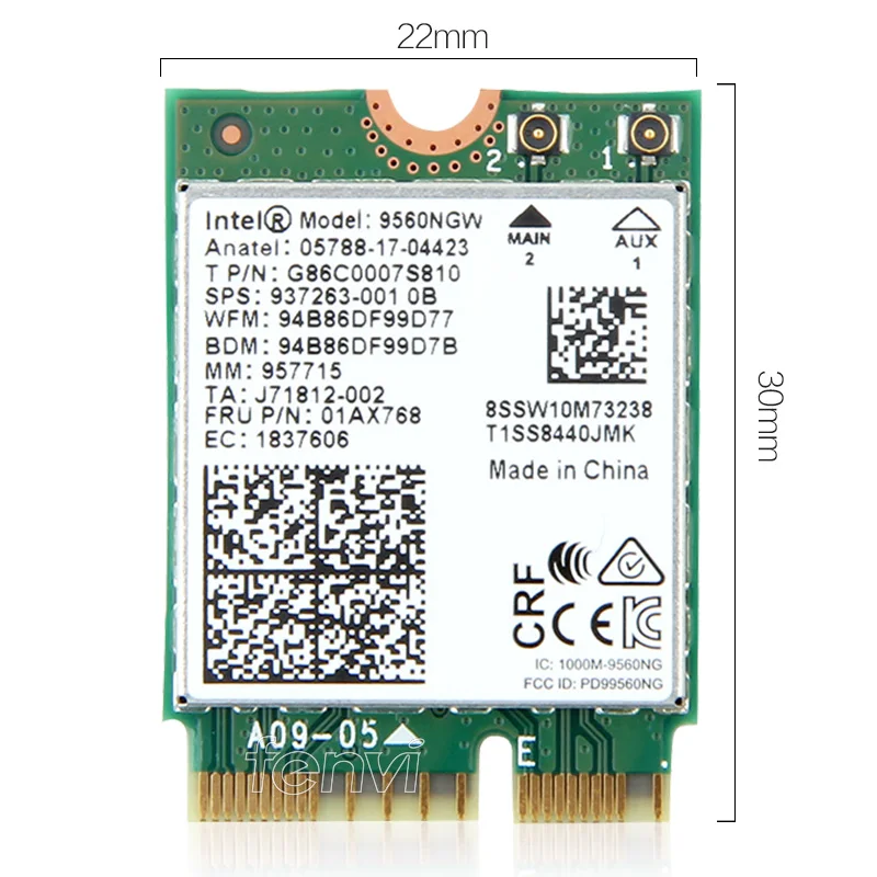 Intel 9560AC Tarjeta WiFi y Bluetooth - 1,73 Gbps, Antenas MHF4/U.FL - imagen 4