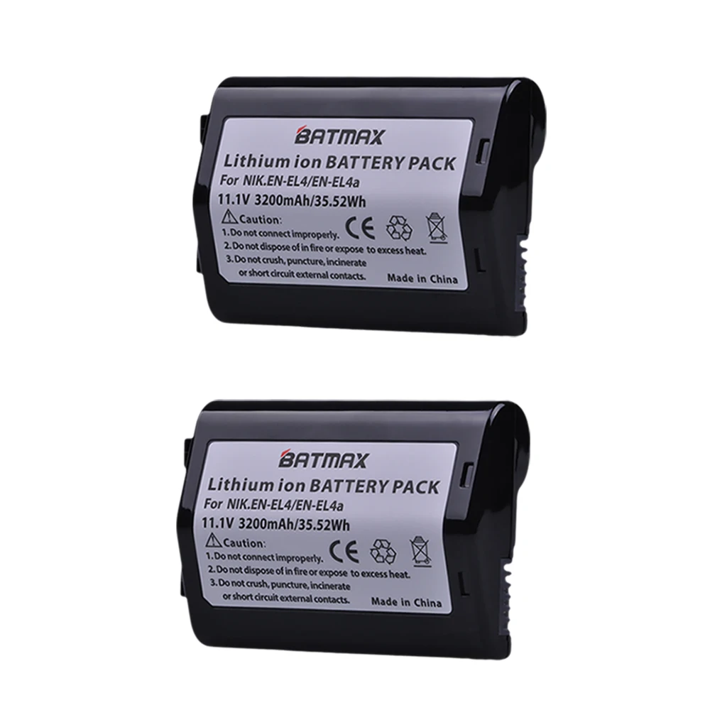 Batmax 3200mAh EN-EL4 EN EL4 EN-EL4a batería de cámara Akku para cámaras Nikon D2H D2Hs D2X D2Xs D3 D3S F6 MH-21